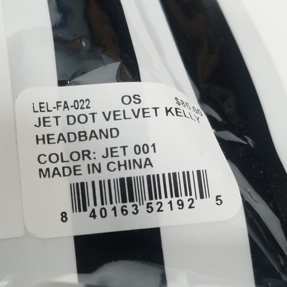 Lele Sadoughi Jet Black Gold Dots Velvet Kelly Comfort Headband New - Picture 7 of 14